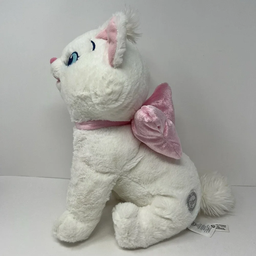 Genuine Disney Aristocats Marie White Cat Plush with Pink Bow Stuffed Animal